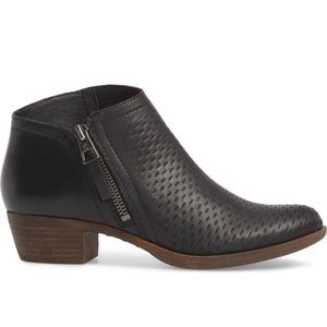 Lucky Brand Brielly Perforated Bootie in Black Suede. Size 9.
